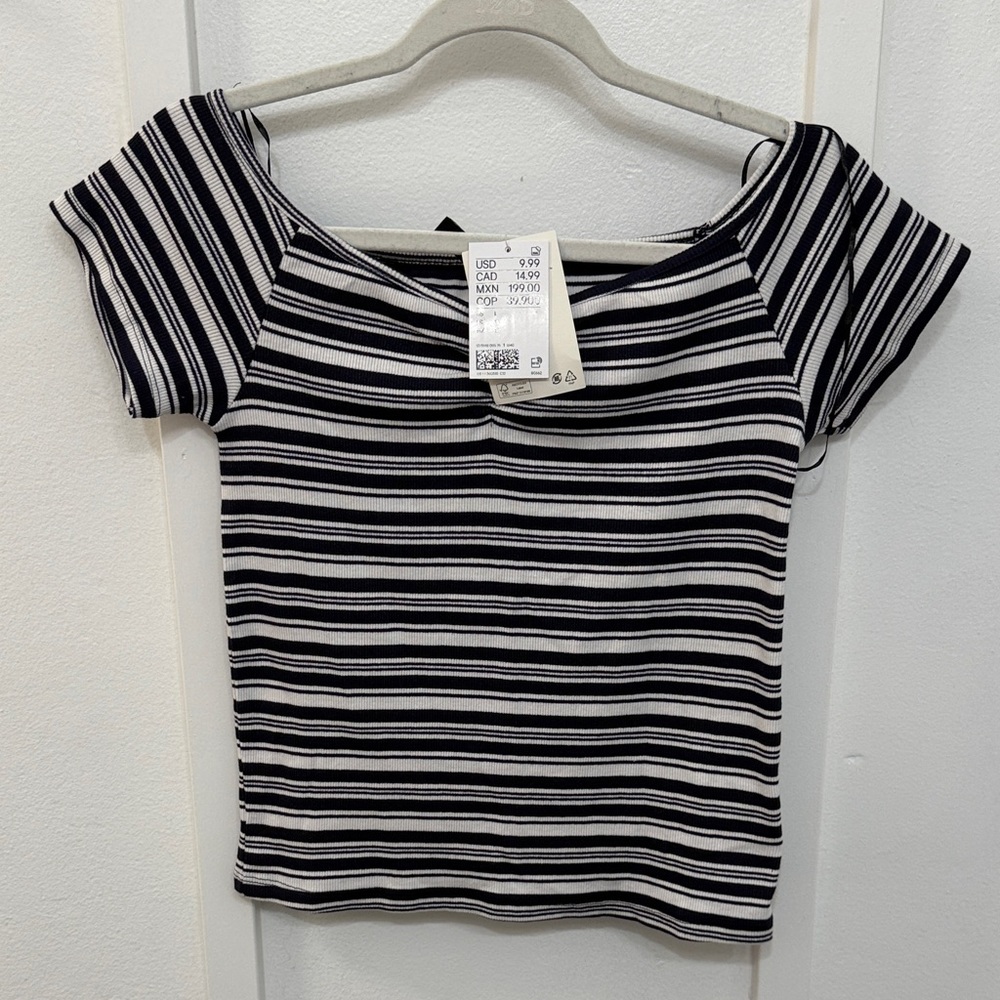 Striped Black and White Women's Top